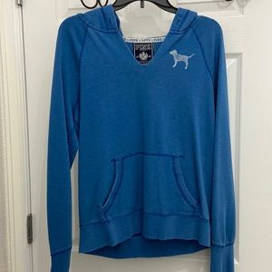 Love Pink. Blue hoodie. Size small